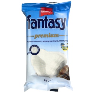 Упаковка серветок вологих, 15 штук, з ароматом морського бризу, Premium Fantasy - інтернет-магазин optom-k.com