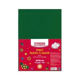 Фетр листовой (полиэстер), 20х30 см, 2 мм, 180 г/м2, темно-зеленый цвет, MAXI - интернет-магазин optom-k.com