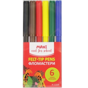 Фломастеры, 6 цветов, "Animal world", MAXI - интернет-магазин optom-k.com