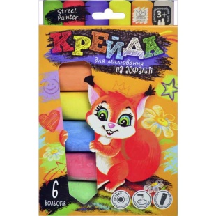 Крейда кольорова, 6 кольорів, кругла, асфальтна, Danko Toys - інтернет-магазин optom-k.com