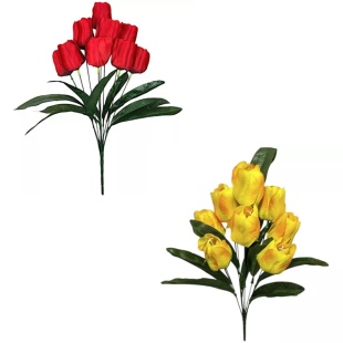 Тюльпан искусственный, 9 бутонов, бутон 6 см, 47 см, в ассортименте - интернет-магазин optom-k.com