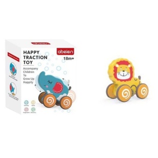 Каталка, 12,5х7х15,5 см, с веревкой, в ассортименте, в коробке 14х8х17 см, "Животное" - интернет-магазин optom-k.com