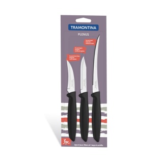 Набор ножей, 3 штуки, металлические, "PLENUS", TRAMONTINA - интернет-магазин optom-k.com
