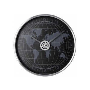 Часы настенные, 30 см, металлические, черные, "WORLD", Optima - интернет-магазин optom-k.com