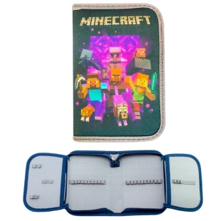 Пенал-книжка, 21х13,5х4 см, 1 отделение, 2 отворота, "Майнкрафт на черном" - интернет-магазин optom-k.com
