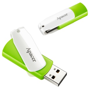 Флешка, 32 GB, USB 2.0, зеленая/белая, APACER - интернет-магазин optom-k.com