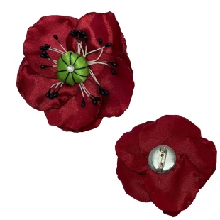 Мак ручной работы, 7,5 см, бордового цвета, на шпильке, "Цветок мака" - интернет-магазин optom-k.com