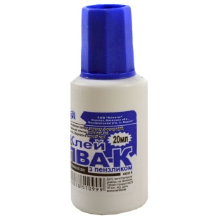 Клей ПВА,  20 мл, с кисточкой, КіП - интернет-магазин optom-k.com