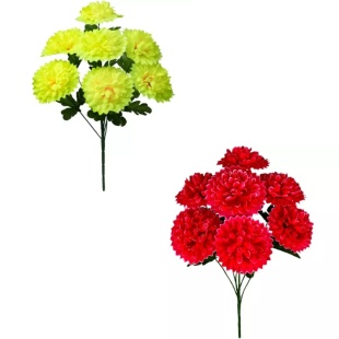 Хризантема искусственная, 7 бутонов, бутон 15 см, 56 см, в ассортименте - интернет-магазин optom-k.com