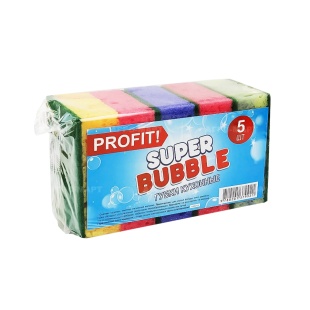 Губка для посуду, 100x70х35 мм, 5 шт, "Super Bubble", Profit - інтернет-магазин optom-k.com