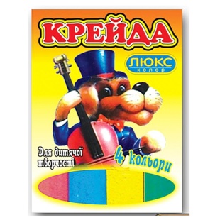 Крейда кольорова, 4 кольори, 7х1,5х1 см, квадратна, Люкс Колор - інтернет-магазин optom-k.com
