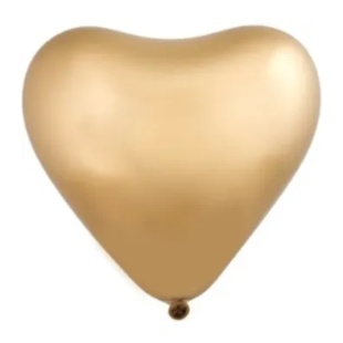 Воздушный шар, 30 см, золотого цвета, сатин, хром, "Сердце" - интернет-магазин optom-k.com