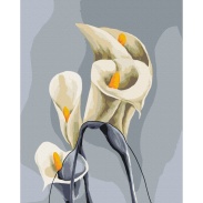 Картина по номерам, 40х50 см, с набором красок и 3 кисточками "Белые калы © Катерина Савич" - интернет-магазин optom-k.com