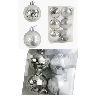 Набор новогодних шаров, 6 штук, 5,5 см, пластиковые, в коробке 11,5х6х17,5 см, (Уценка) - интернет-магазин optom-k.com