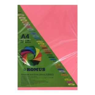 Папір, А4, 80 г/м2, 100 аркушів, рожевий колір, неон, Romus - інтернет-магазин optom-k.com