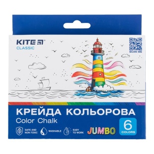 Мел цветной, 6 цветов, 6 штук, "Kite Classic", KITE канцелярия - интернет-магазин optom-k.com