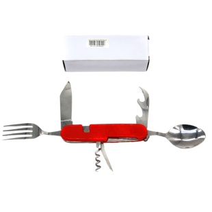 Нож складной, 4х3х11 см, лезвие - 5,5 см, с вилкой ложкой - интернет-магазин optom-k.com