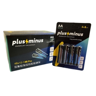 Батарейка пальчикова, AA, 1,5 V, сольова, на блістері, "Plus minus", ALKALINE - інтернет-магазин optom-k.com