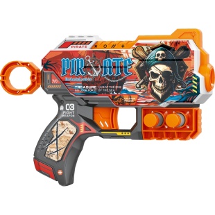 Пистолет, 20х13,5 см, с поролоновыми патронами (4 шт), в коробке 20х15х5 см, "Пираты" - интернет-магазин optom-k.com