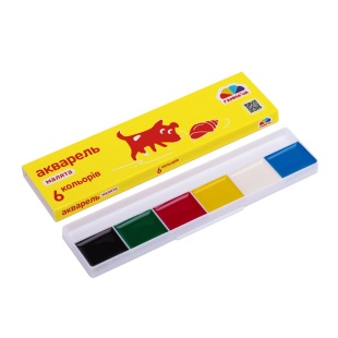 Акварель, 6 цветов, картонная упаковка, без кисточки, "Малыши", ГАММА'UA - интернет-магазин optom-k.com