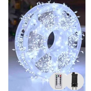 Гирлянда новогодняя, 3000 белых лампочек, 100 м, прозрачный провод, с пультом, "Роса-мишура" - интернет-магазин optom-k.com