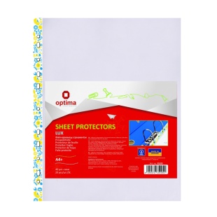 Файл А4+, 20 штук, 40 мкм, фактура "глянец", с желто-голубым орнаментом, OPTIMA - интернет-магазин optom-k.com